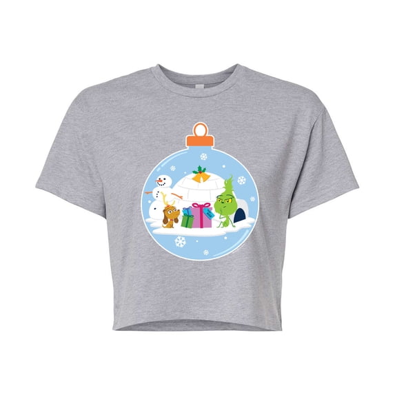 Dr. Seuss The Grinch - Little Grinch - Christmas Igloo - Juniors Cropped Cotton Blend T-Shirt