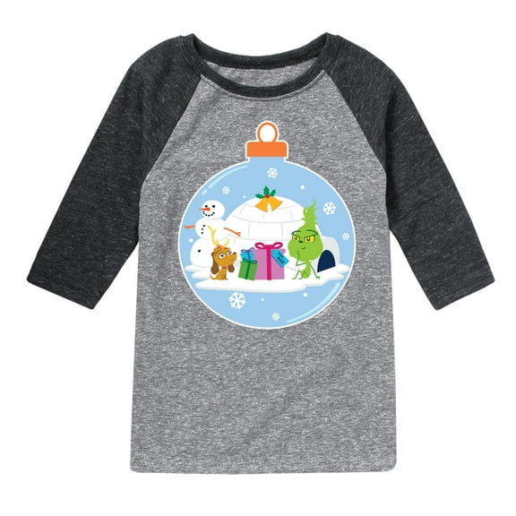 Dr. Seuss The Grinch - Little Grinch - Christmas Igloo - Toddler & Youth Raglan Graphic T-Shirt