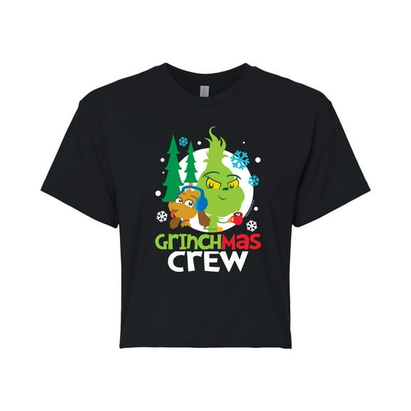 Dr. Seuss The Grinch - Little Grinch - Grinchmas Crew - Juniors Cropped Cotton Blend T-Shirt