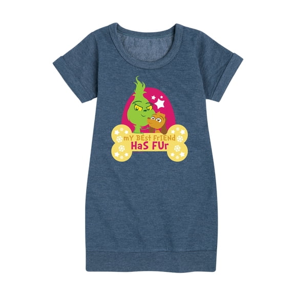 Dr. Seuss The Grinch - Little Grinch - My Best Friend Has Fur - Toddler & Youth Girls Fleece Dress