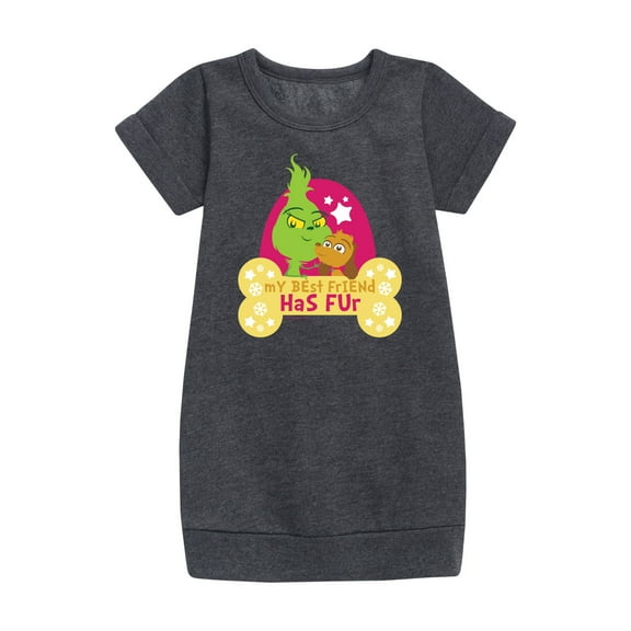 Dr. Seuss The Grinch - Little Grinch - My Best Friend Has Fur - Toddler & Youth Girls Fleece Dress