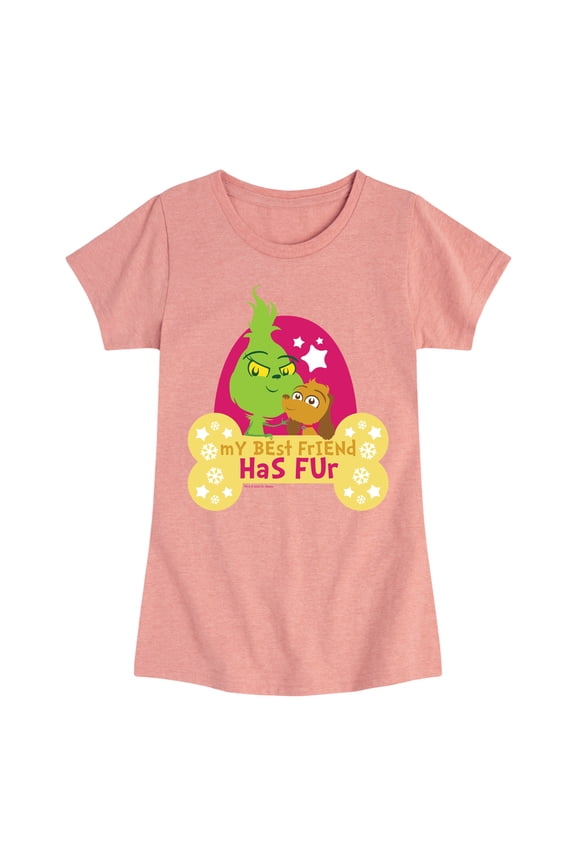 Dr. Seuss The Grinch - Little Grinch - My Best Friend Has Fur - Toddler & Youth Girls Short Sleeve T-Shirt
