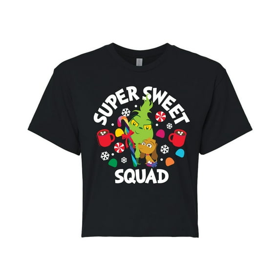 Dr. Seuss The Grinch - Little Grinch - Super Sweet Squad - Juniors Cropped Cotton Blend T-Shirt