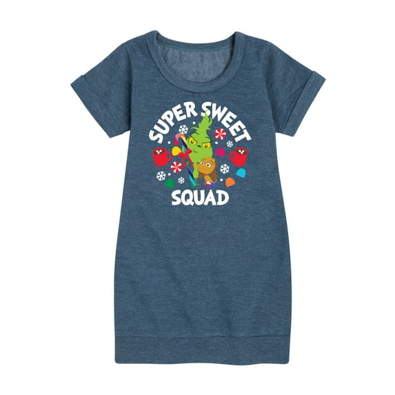 Dr. Seuss The Grinch - Little Grinch - Super Sweet Squad - Toddler & Youth Girls Fleece Dress