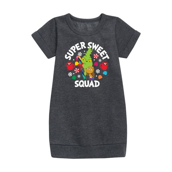 Dr. Seuss The Grinch - Little Grinch - Super Sweet Squad - Toddler & Youth Girls Fleece Dress
