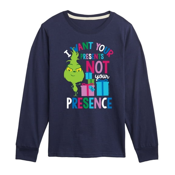 Dr. Seuss The Grinch - Little Grinch - Want Your Presents Not Presence - Toddler & Youth Long Sleeve T-Shirt