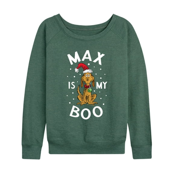 Dr. Seuss - The Grinch Max Is My Boo - Women's Lightweight French Terry Long Sleeve Shirt