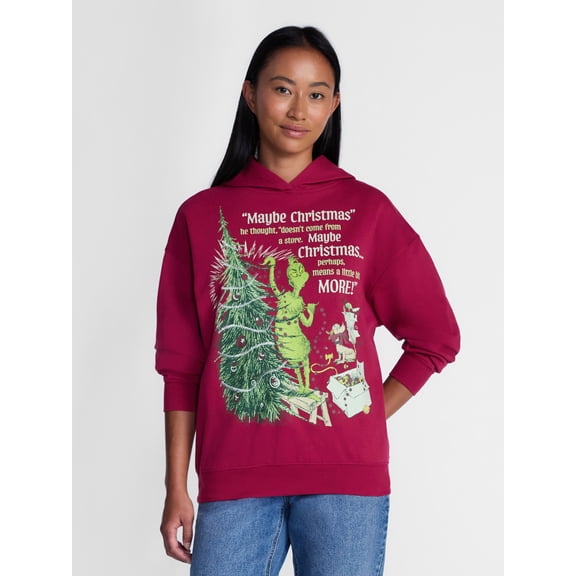 Dr. Seuss The Grinch Maybe Christmas Women's Plus Graphic Hoodie, Sizes 1X-4X