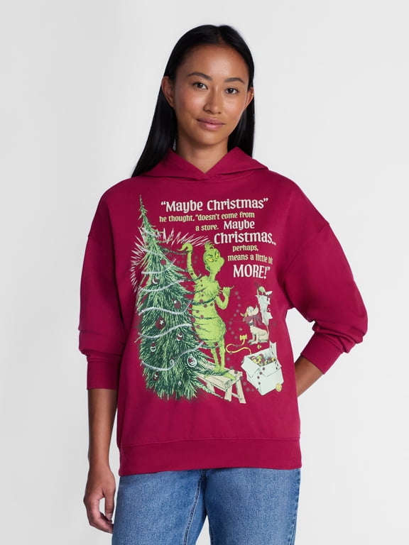 Maybe Christmas Women's Plus Graphic Hoodie, Sizes 1X-4X