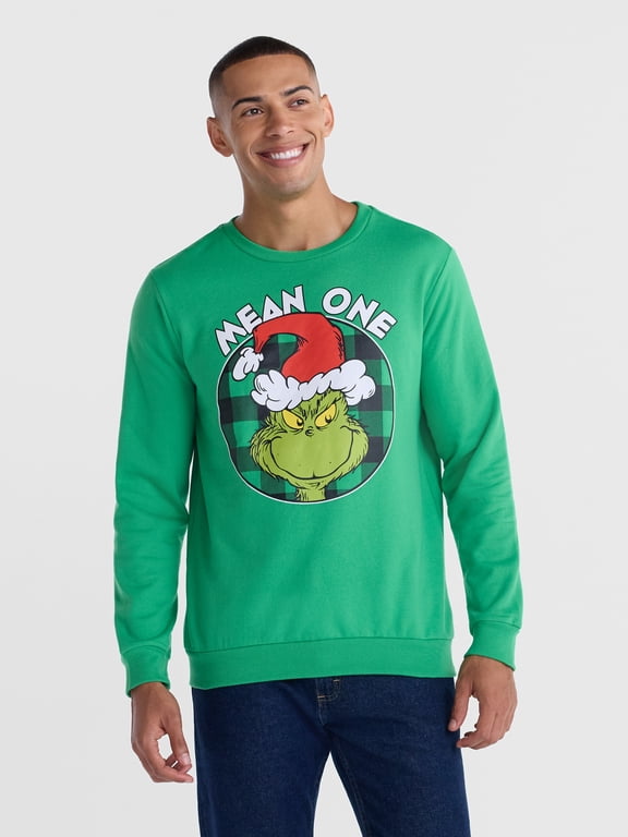 Dr. Seuss The Grinch Men's and Big Men's Mean One Graphic Fleece Sweatshirt, Sizes S-2XL