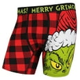 thumbnail image 1 of Dr. Seuss The Grinch Men's Merry Grinchmas Santa Grinch Holiday Novelty Buffalo Plaid Boxer Briefs Underwear, 1 of 6