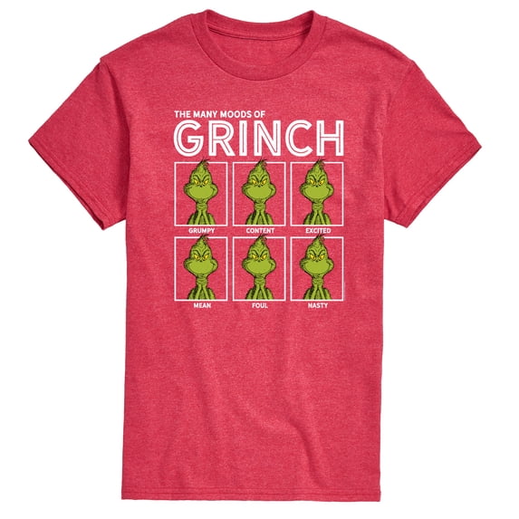 The Grinch - The Many Moods of Grinch - Men's Short Sleeve Graphic T-Shirt
