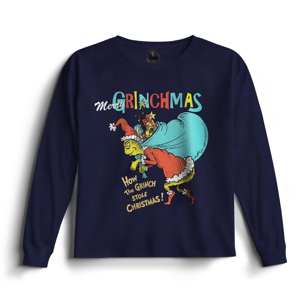 Dr. Seuss The Grinch Merry Grinchmas Boy's Christmas TShirt Crewneck — free download