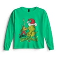 thumbnail image 1 of Dr. Seuss The Grinch Merry Grinchmas Boy's Christmas T-Shirt - Crewneck Pullover Long Sleeve Holiday Tee for Kids (Sizes 4-20), 1 of 5
