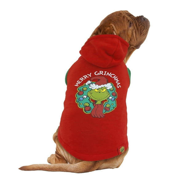 Dr. Seuss' The Grinch! Holiday Pet Hoodie for Dogs, Merry Grinchmas, Red, Medium