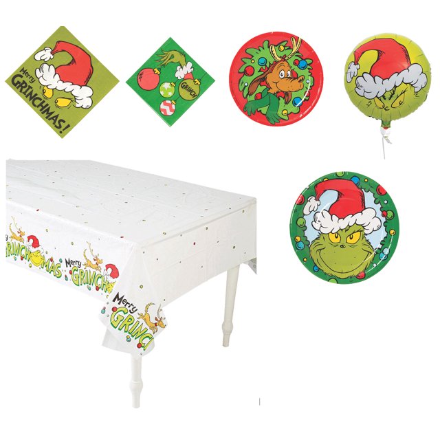 Dr. Seuss The Grinch Merry Grinchmas Party Set Paper Plates, Paper