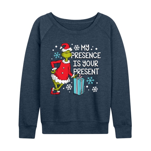 Dr. Seuss - The Grinch My Presence Is Your Present - Women's Lightweight French Terry Long Sleeve Shirt