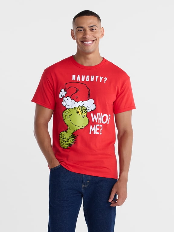 Naughty Men's and Big Men's Graphic Christmas Tee, Sizes S-2XL