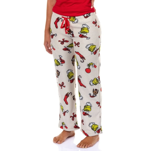 Dr. Seuss The Grinch Pajamas Women's Festive Mischief Plush Lounge Sleep Pants