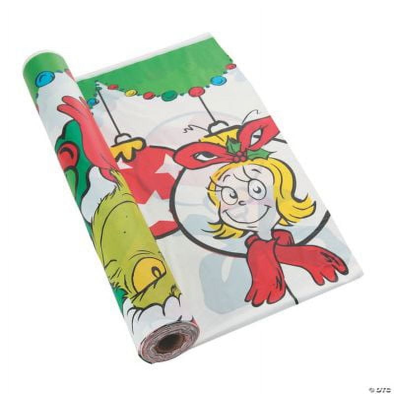 "Dr. Seuss™ The Grinch Themed Disposable Plastic Tablecloth Roll, Xmas Party Supplies, 40"" x ...