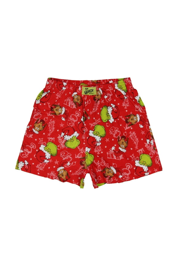 The Grinch Slim Fit Boxer Shorts Sleep Shorts Pajamas Christmas Red