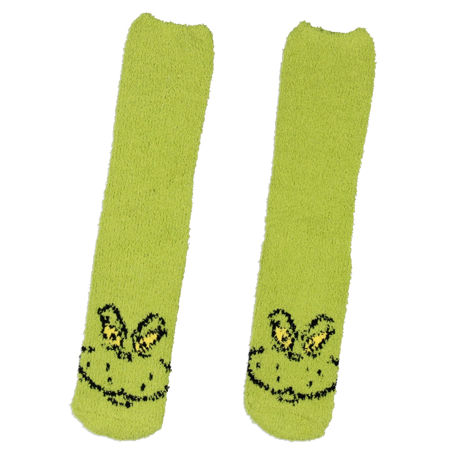 Dr. Seuss The Grinch Socks Adult Grinch Face Fuzzy Plush Slipper Socks ...