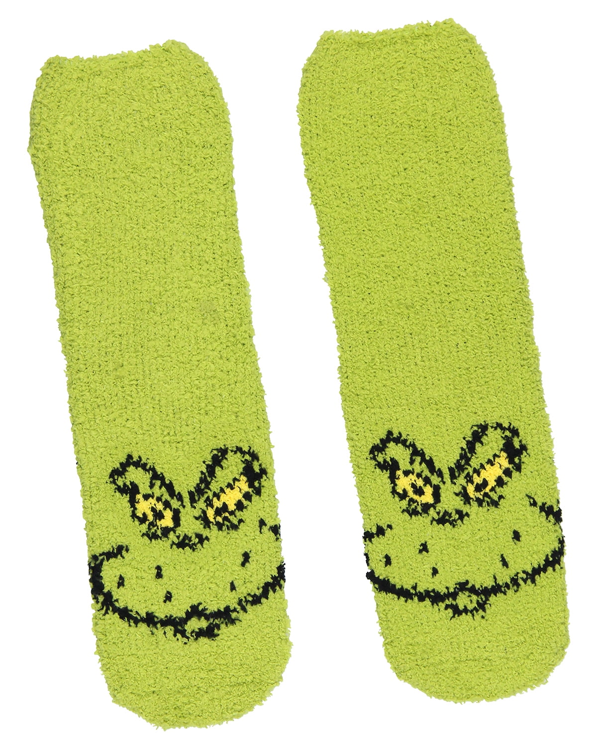 Dr. Seuss The Grinch Socks Kids Grinch Face Fuzzy Plush Slipper Socks w/ No-Slip Sole - Walmart.com
