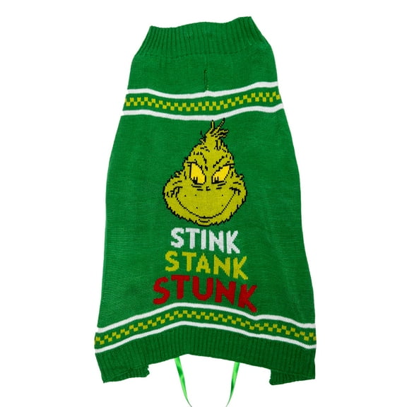 Dr. Seuss' The Grinch! Holiday Pet Sweater for Dogs, Stink Stank Stunk, Green, Medium