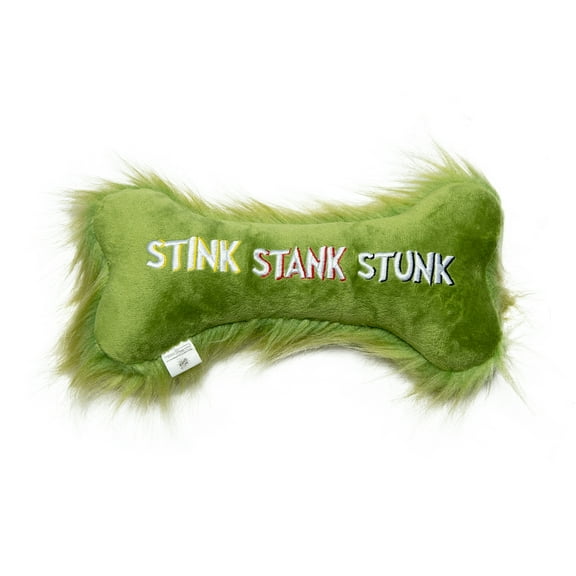 Dr. Seuss' Grinch Stink, Stank, Stunk Squeaky & Plush Dog Toy, Green