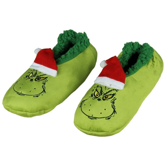 Dr. Seuss The Grinch That Stole Christmas Slippers Santa Grinch Slipper Socks with No-Slip Sole For Women Men