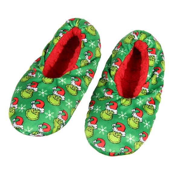 Dr. Seuss The Grinch That Stole Christmas Slippers Santa Grinch Slipper Socks with No-Slip Sole For Women Men