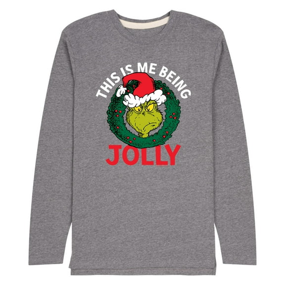 Dr. Seuss - The Grinch This Is Me Being Jolly - Men's Long Sleeve Graphic T-Shirt