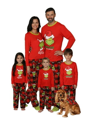 The Grinch - Pyjama de Noël unisexe rouge-vert pour Enfants, polaire  chaude, pyjamas