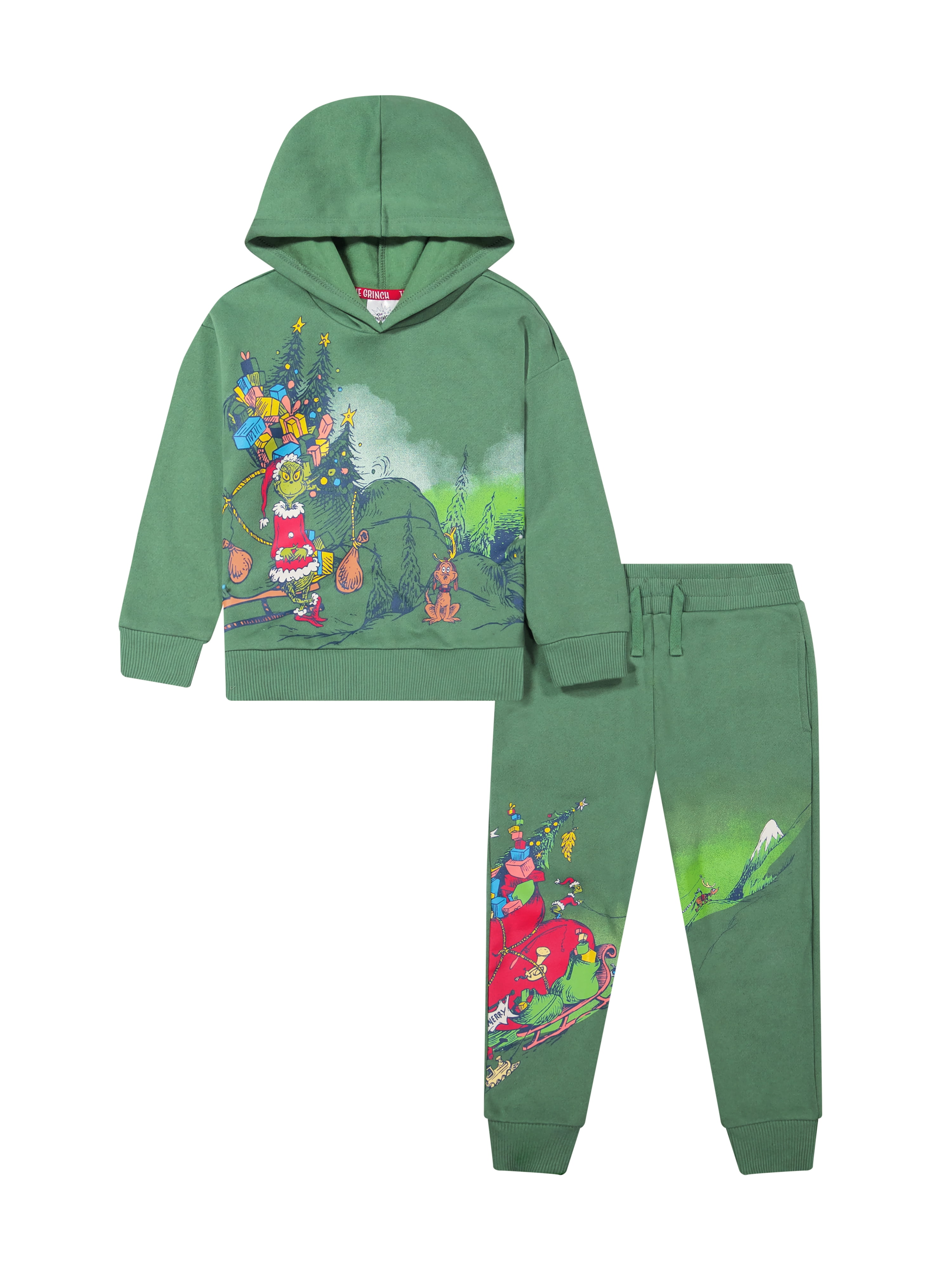 Dr. Seuss The Grinch Toddler Boy Green Hoodie and Jogger Set, Sizes 12M-5T