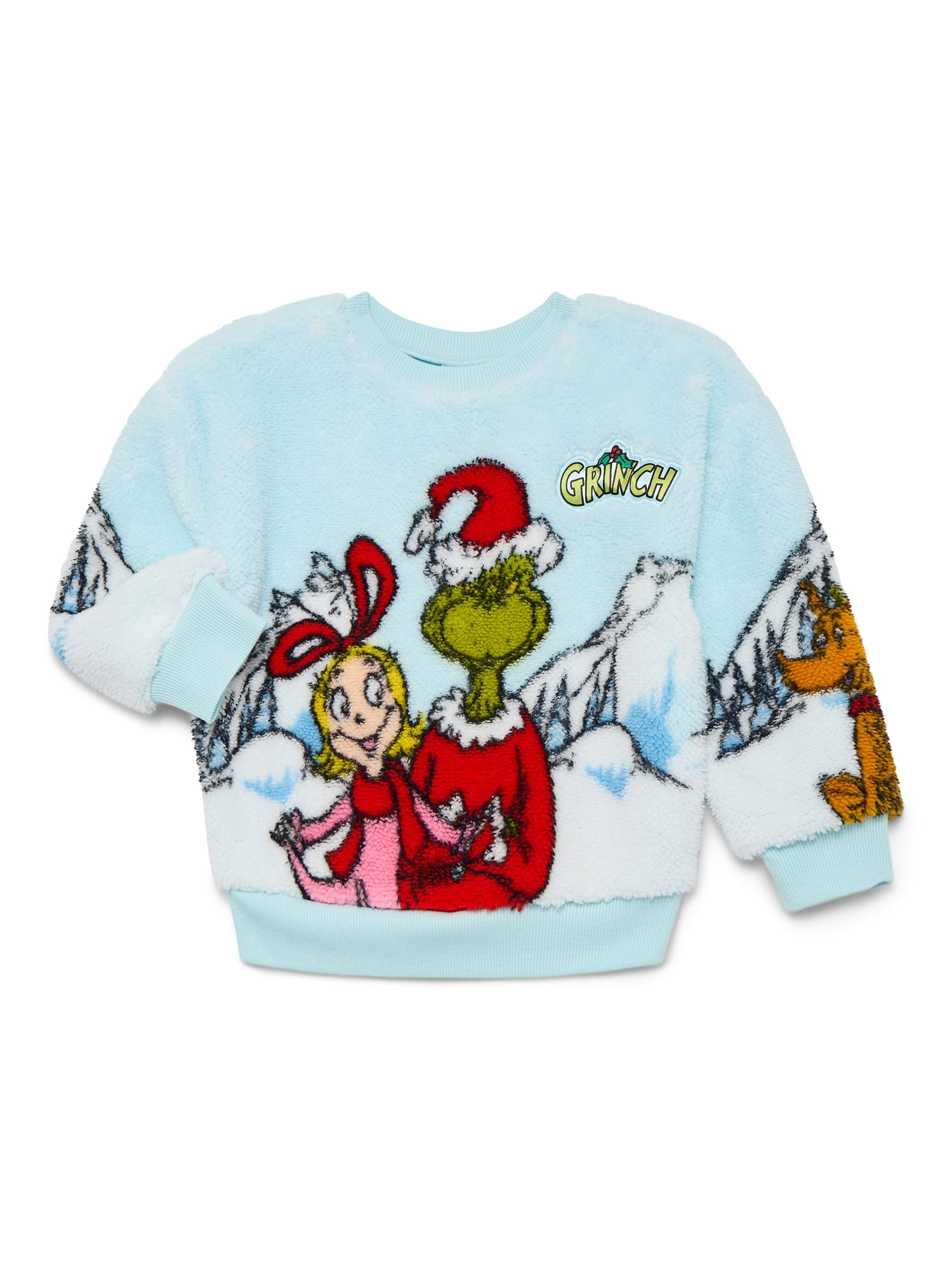 The Grinch Toddler Girls' Plush Faux Shearling Holiday Sweater, Sizes 12M-5T