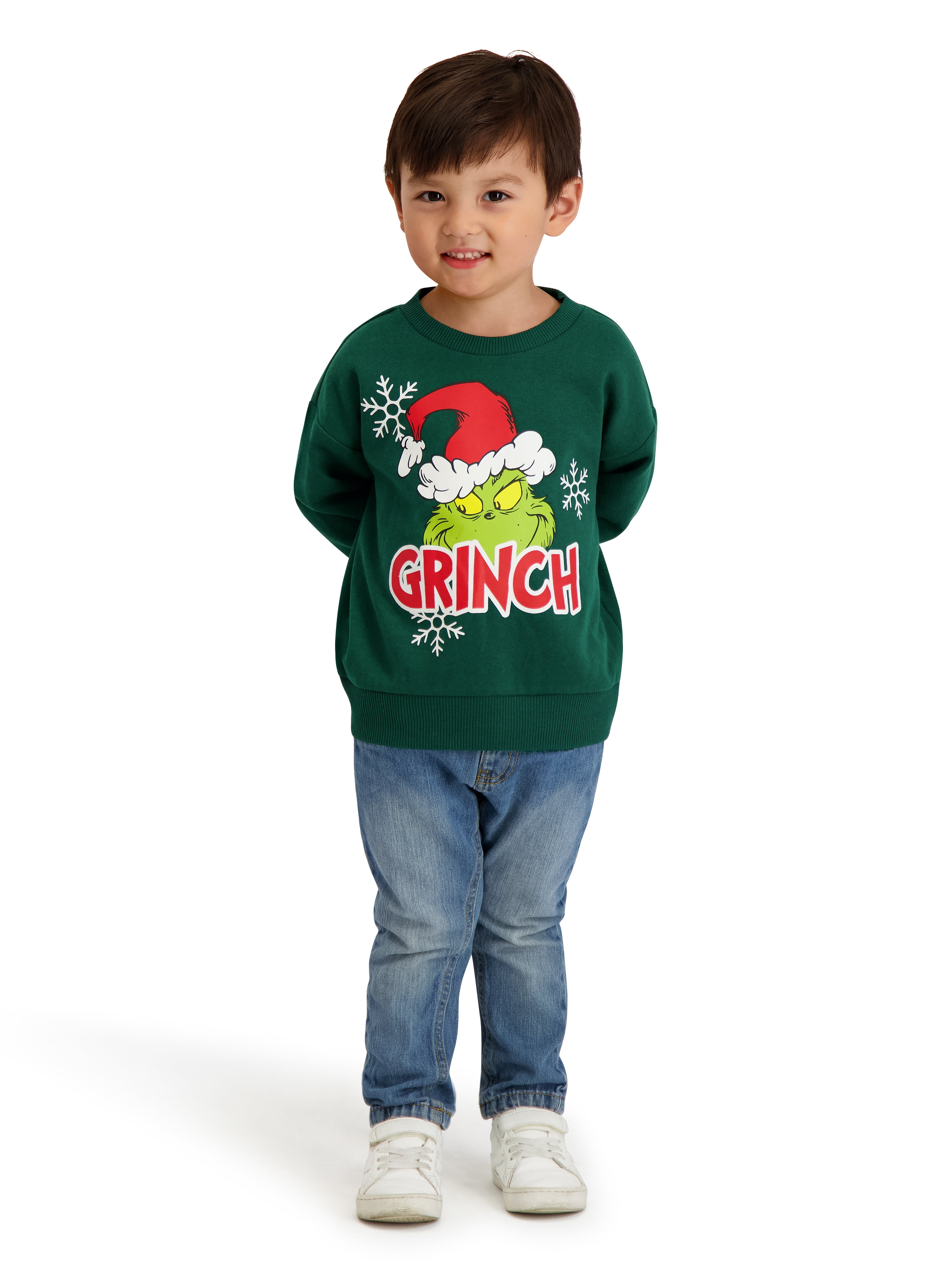 Dr. Seuss The Grinch Toddler Unisex Long Sleeve Green Sweatshirt, Sizes 12M-5T
