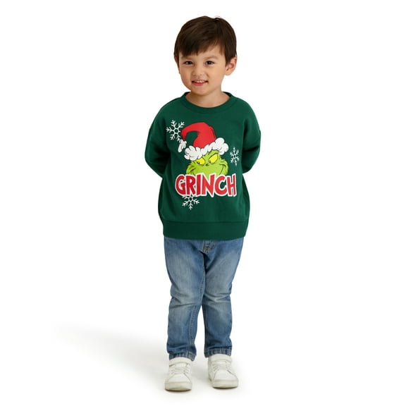 Dr. Seuss The Grinch Toddler Unisex Long Sleeve Green Sweatshirt, Sizes 12M-5T