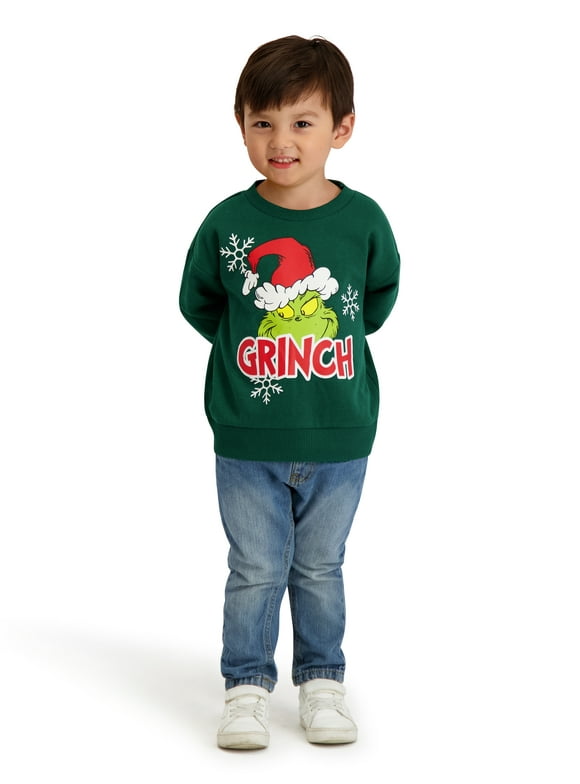 The Grinch Toddler Unisex Long Sleeve Green Sweatshirt, Sizes 12M-5T