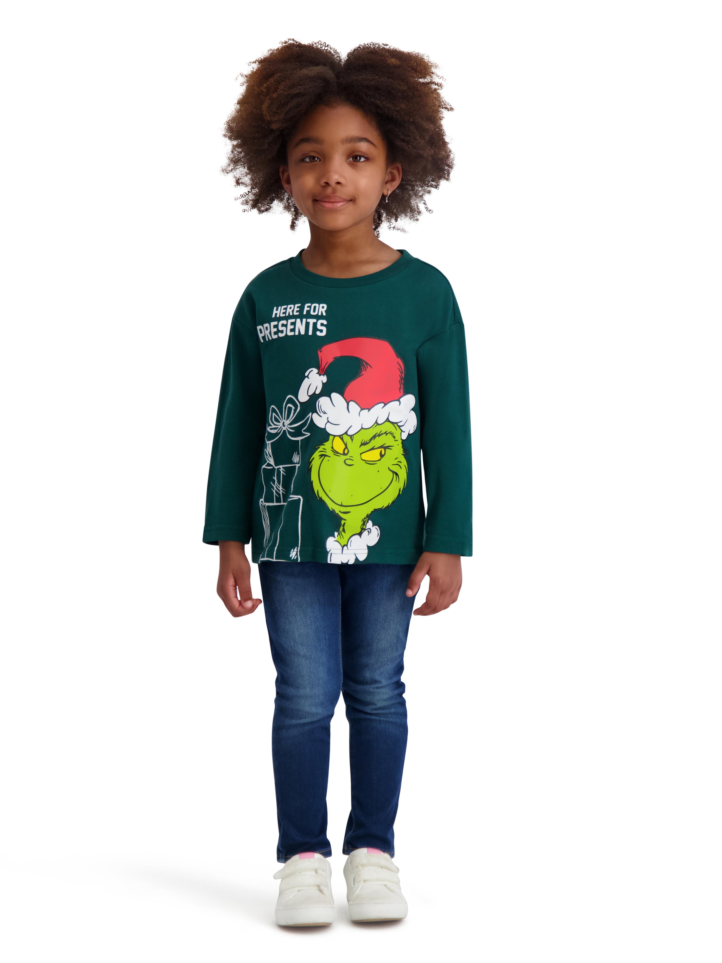Dr. Seuss The Grinch Toddler Unisex Long Sleeve Green Tee Shirt, Sizes 12M-5T