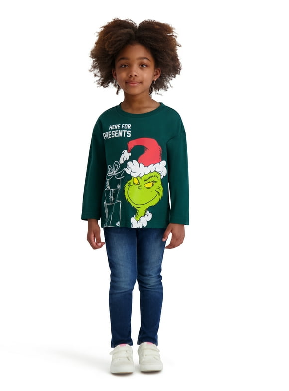 The Grinch Toddler Unisex Long Sleeve Green Tee Shirt, Sizes 12M-5T