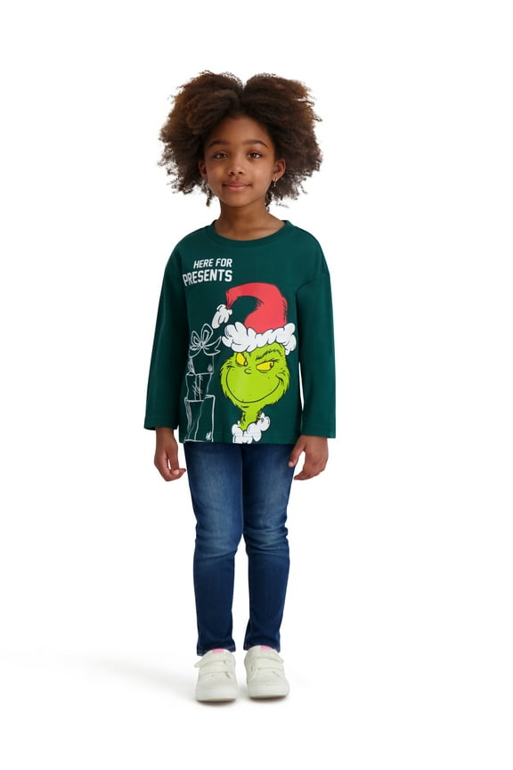 The Grinch Toddler Unisex Long Sleeve Green Tee Shirt, Sizes 12M-5T