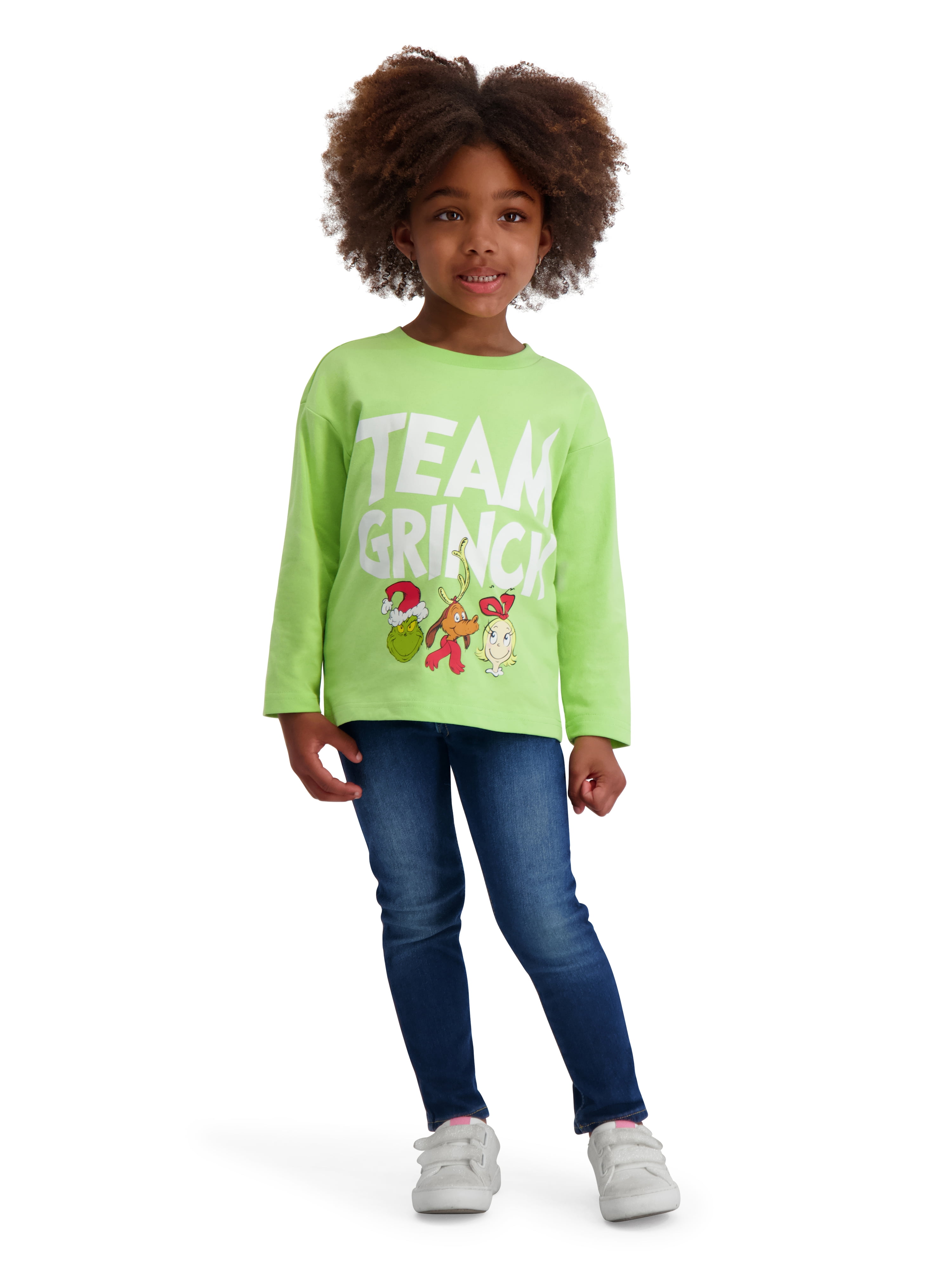 Dr. Seuss The Grinch Toddler TEAM GRINCH Long Sleeve Tee Shirt, Sizes 12M-5T