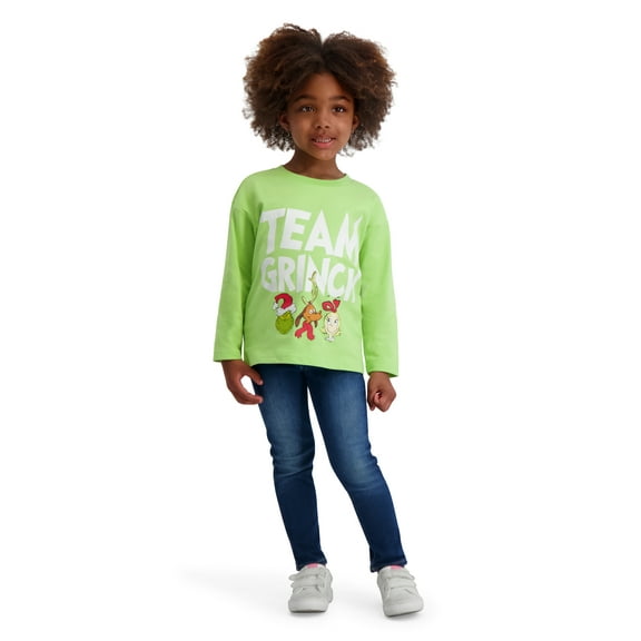 Dr. Seuss The Grinch Toddler TEAM GRINCH Long Sleeve Tee Shirt, Sizes 12M-5T