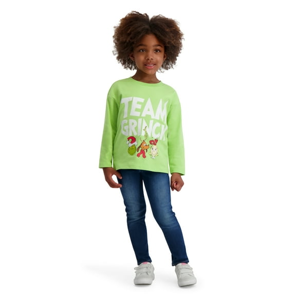 Dr. Seuss The Grinch Toddler TEAM GRINCH Long Sleeve Tee Shirt, Sizes 12M-5T