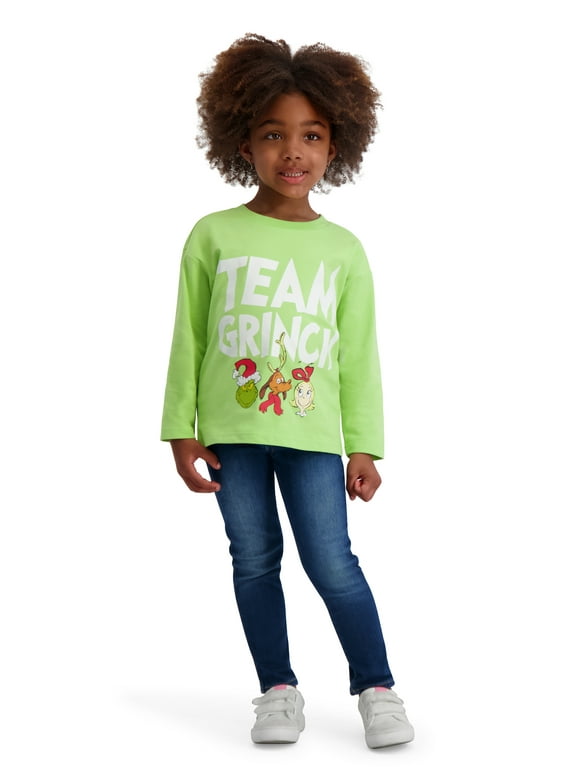 The Grinch Toddler TEAM GRINCH Long Sleeve Tee Shirt, Sizes 12M-5T
