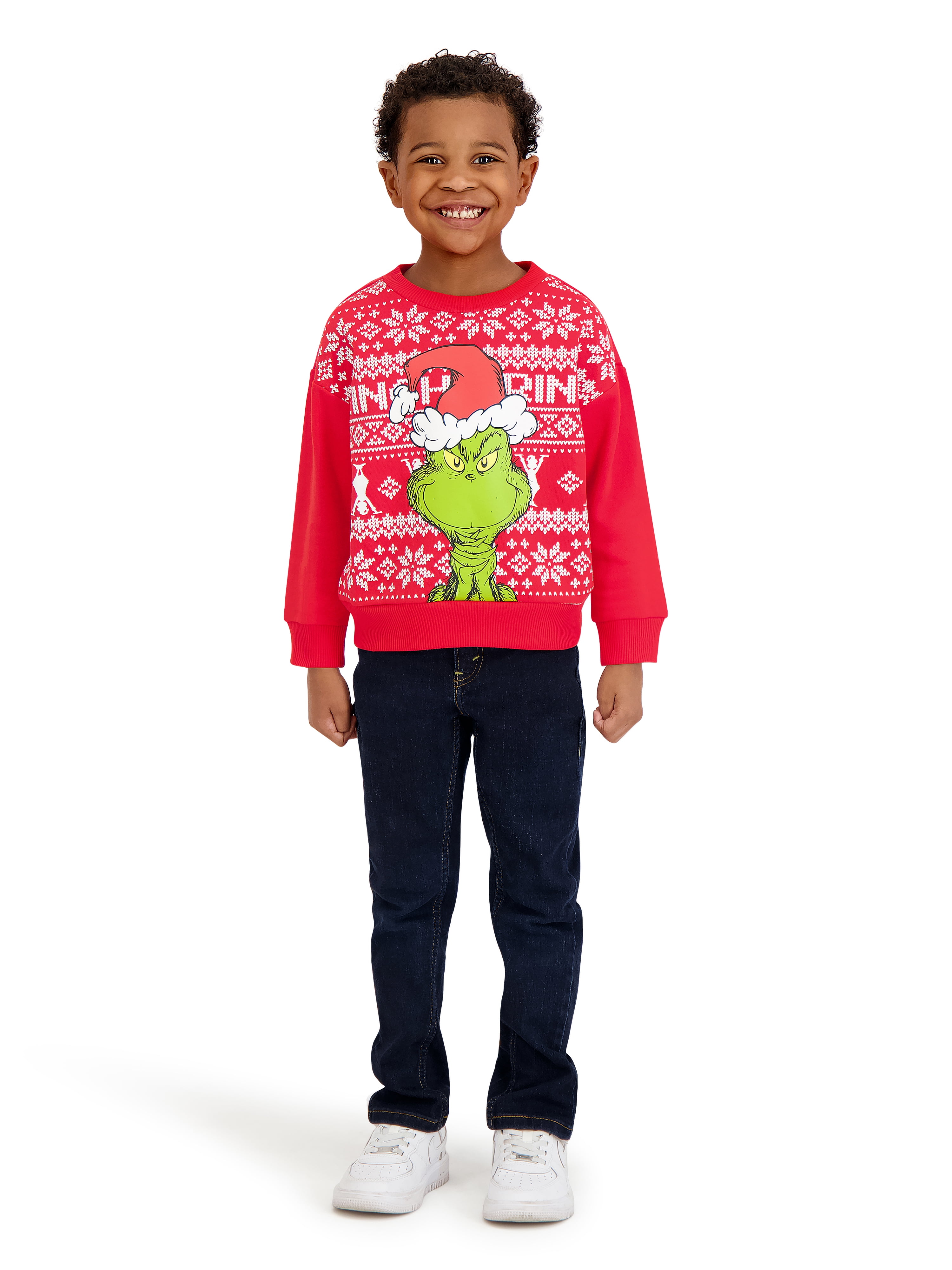 Dr. Seuss The Grinch Toddler Unisex Long Sleeve Red Sweatshirt, Sizes 12M-5T