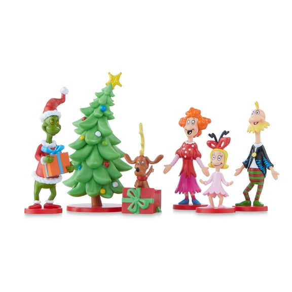 Dr Seuss', The Grinch Who Stole Christmas, 6 Piece Boxed Figurine Set, Vinyl, Table Top Decor, Multi-Color