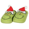thumbnail image 1 of Dr Seuss The Grinch Who Stole Christmas Embroidered 3D Santa Hat Festive Holiday Boy's Rubber Bottom House Slipper OSFM, 1 of 7