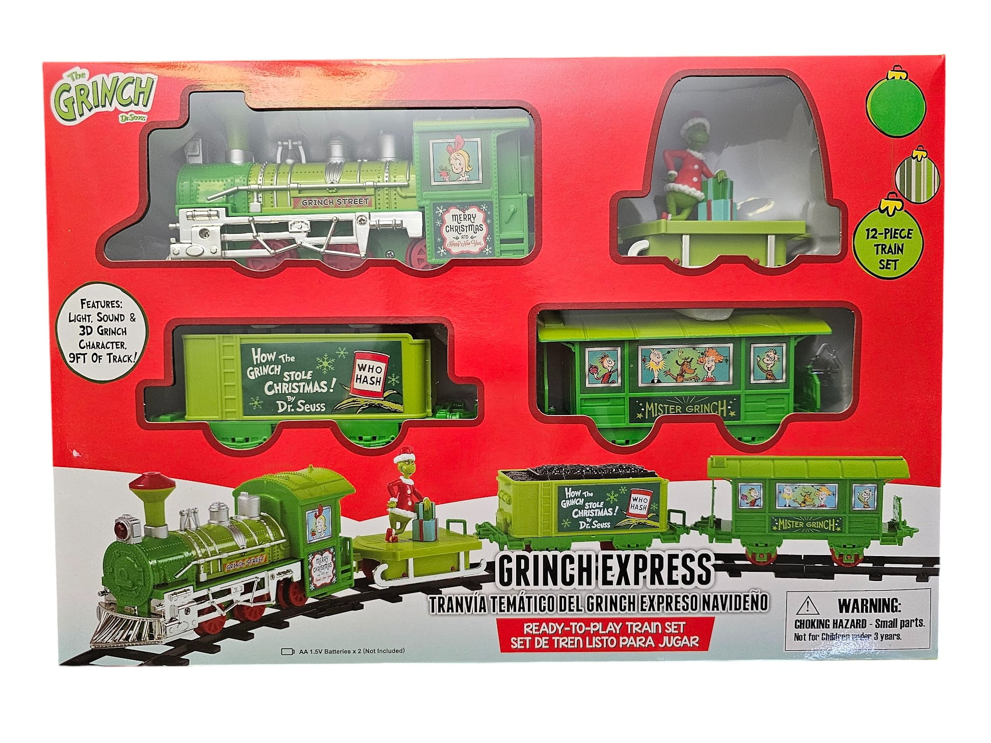 Dr. Seuss', The Grinch Who Stole Christmas, Express Train Set, 12 Piece Set, Plastic, Multi-Color