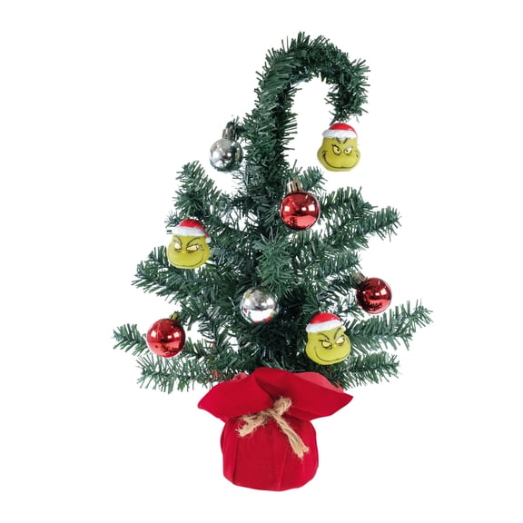 Dr Seuss' The Grinch Who Stole Christmas, Grinch 16 inch Tall Decorated Faux Christmas Tree, Multi-Color